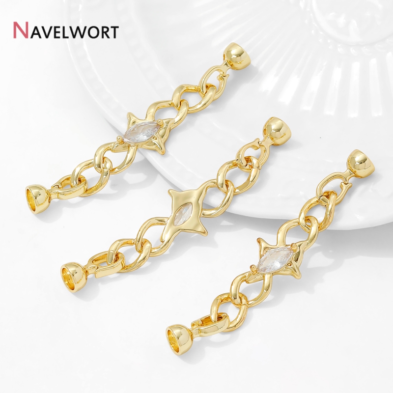 Jewelry Making Chain - 14K Gold Plated Brass Zircon Connector