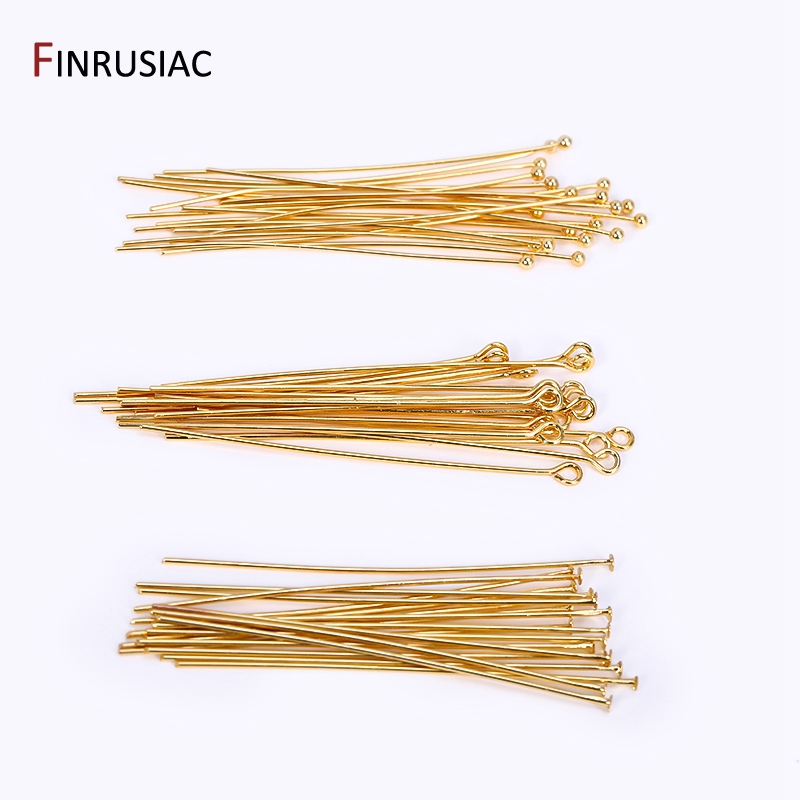 Eyepin Ball End - 50PCS/lot 18k Gold Plated Brass Metal