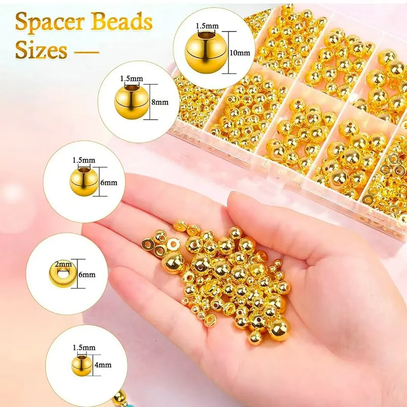 Jewelry Making Tutorials - 1000pcs Golden Spacer Beads Kit CCB