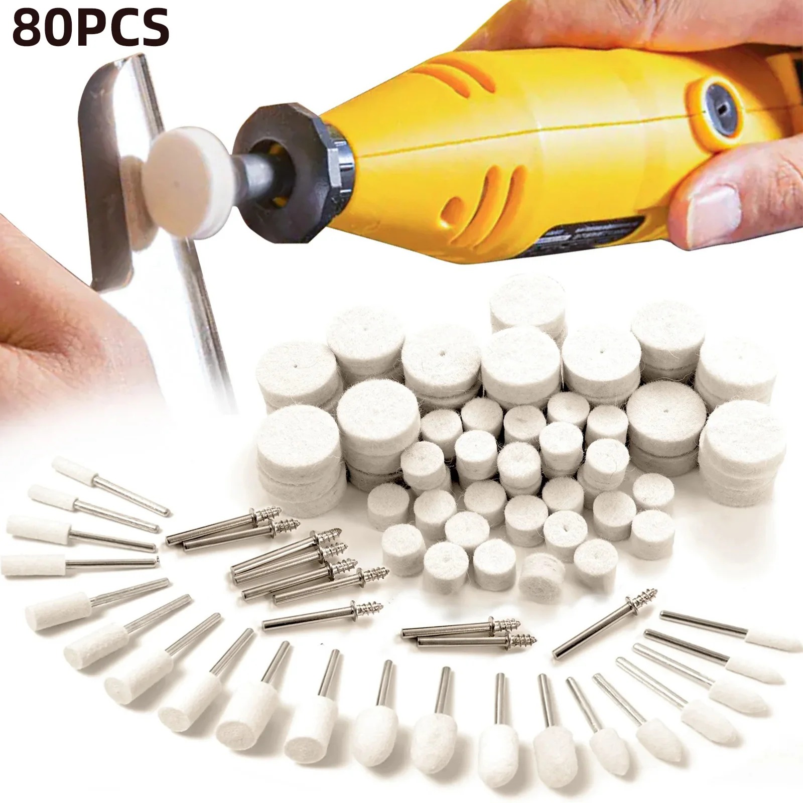 Jewelry Making Workshops - 80PCS Wool Felt Buffing Wheel Kit,