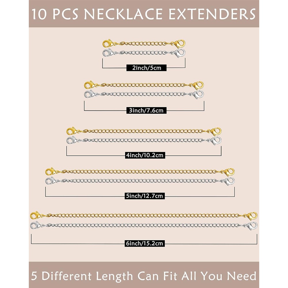 10Pcs Chain Extenders for Neck - Jewelry Making Chain 评论和价格