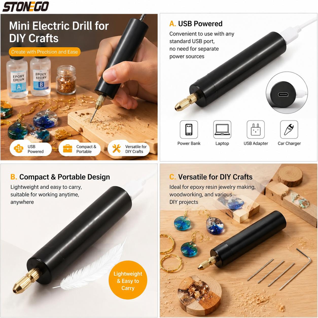 Mini USB Powered Electric Dril - Jewelry Making Dc 评论和价格