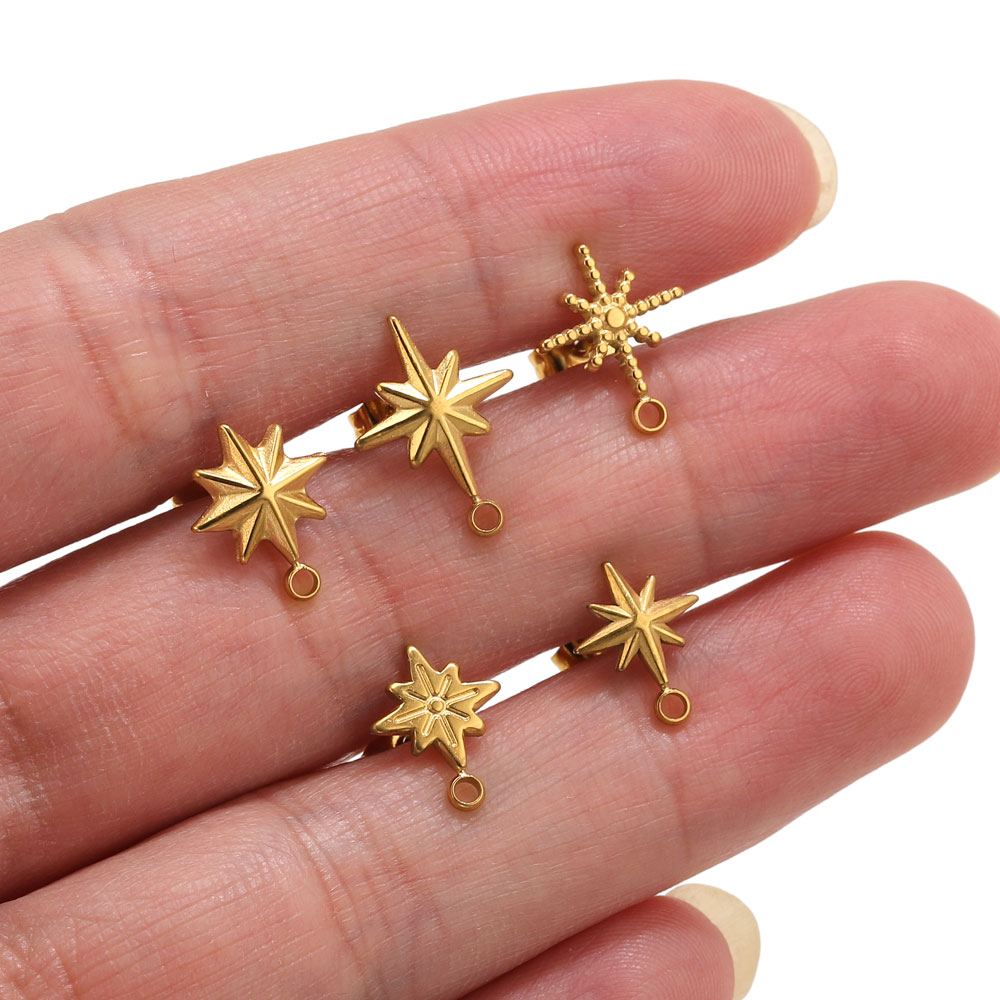 6pcs Stainless Steel Star Earr - Jewelry Making Tutorials 评论和价格