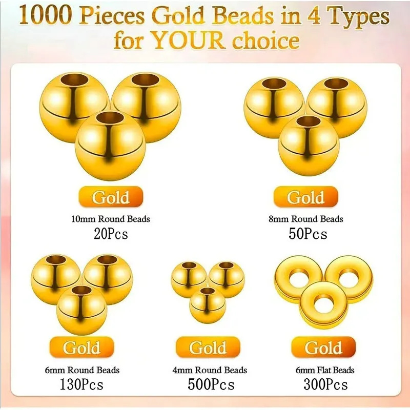 1000pcs Golden Spacer Beads Ki - Jewelry Making Tutorials 评论和价格