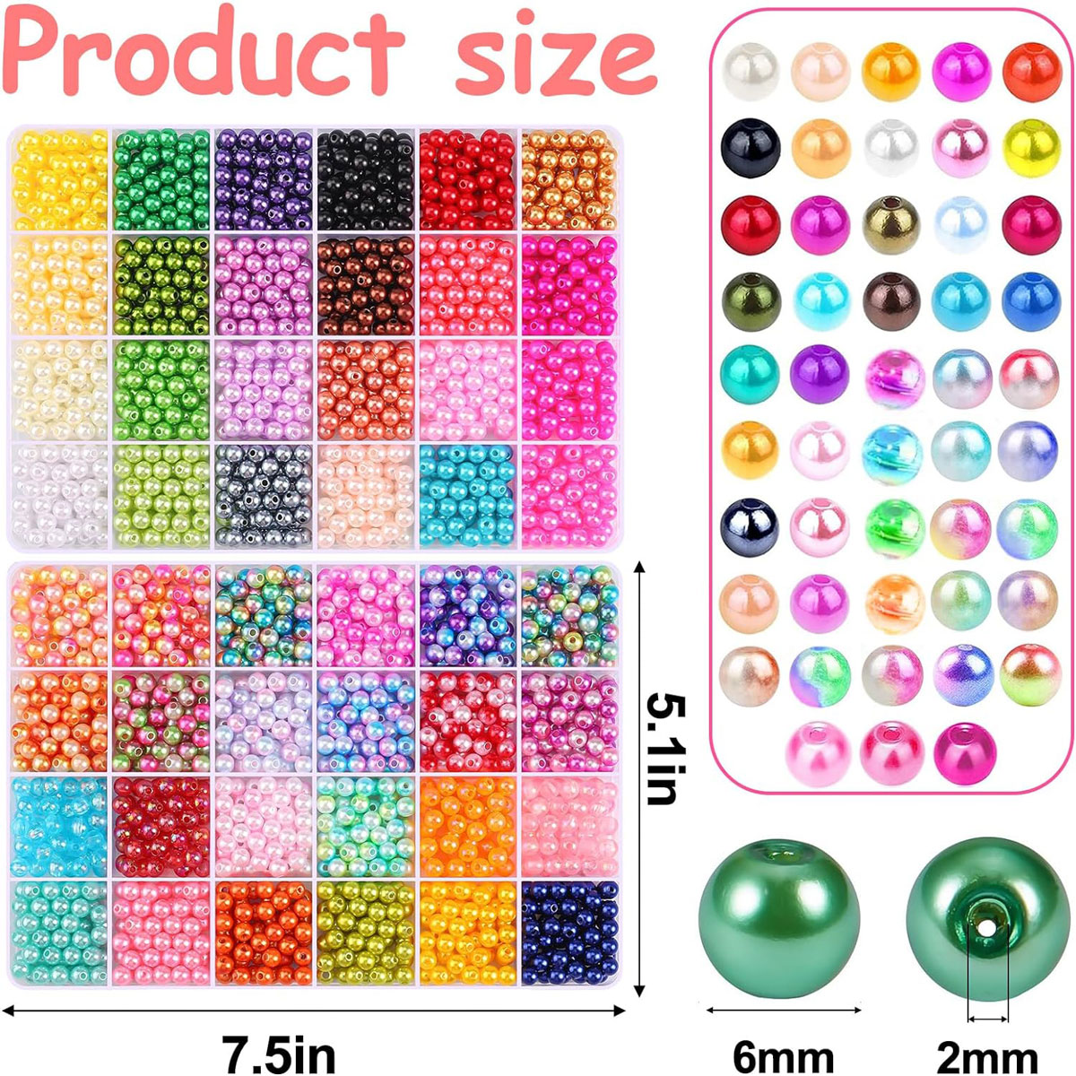 2400PCS 48 Compartments Pearl  - Jewelry Making Organizer Box 评论和价格